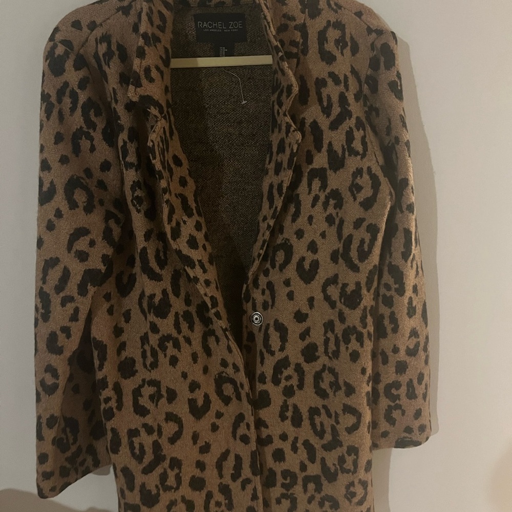 Rachel Zoe Brown and Black Teddy Jacket with Leopard Print